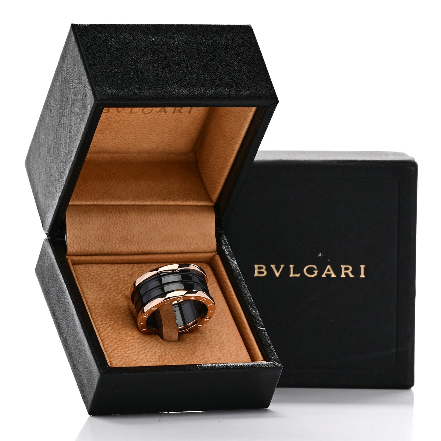 18K Rose Gold Black Ceramic B.Zero1 Four-Band Ring 61 9.5