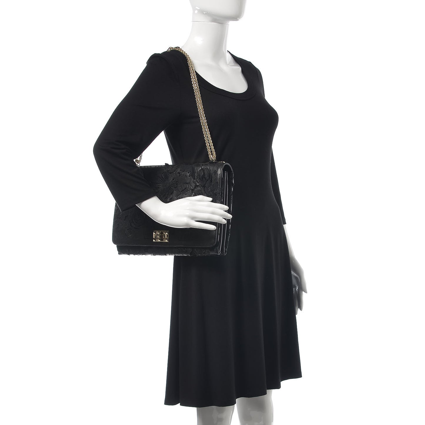 Lambskin Lace Large Girello Flap Black
