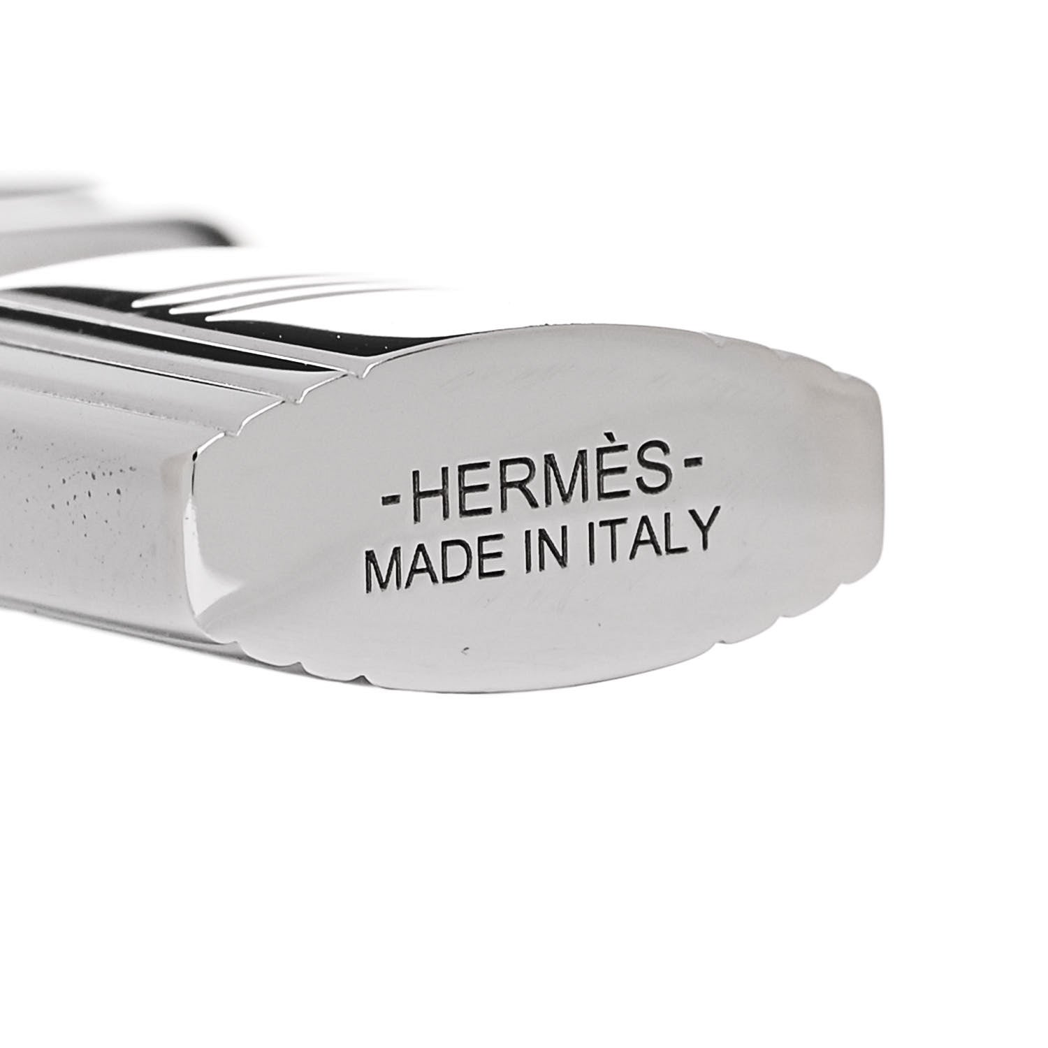 Hermes Palladium Loop Charms Cadenas Scarf Ring Silver 3 of 3