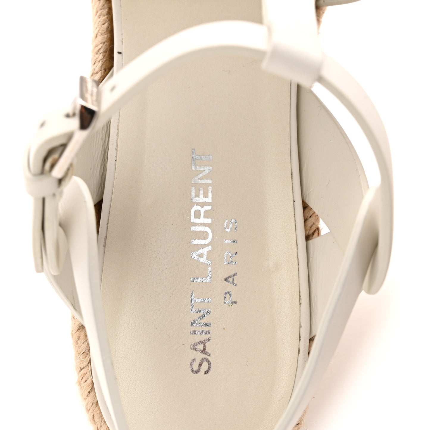 Calfskin Tribute 95 Platform Espadrille Wedge Sandals 37.5 Porcellana