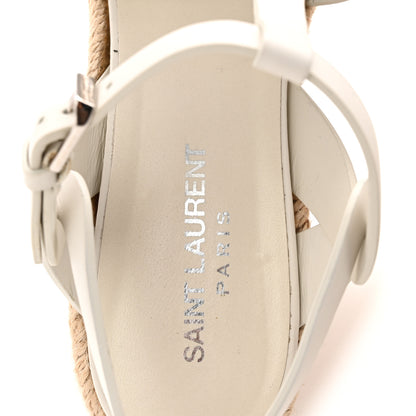 Saint Laurent Calfskin Tribute 95 Platform Espadrille Wedge Sandals 37.5 Porcellana 7 of 7