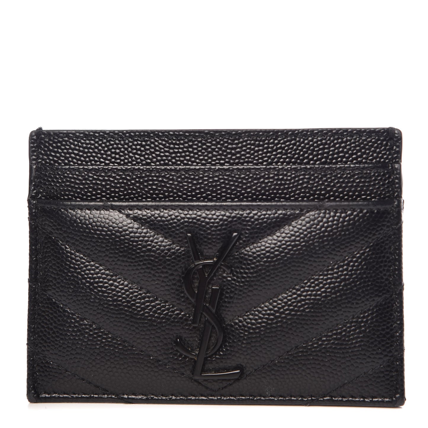 Grain De Poudre Matelasse Chevron Monogram Credit Card Case Black