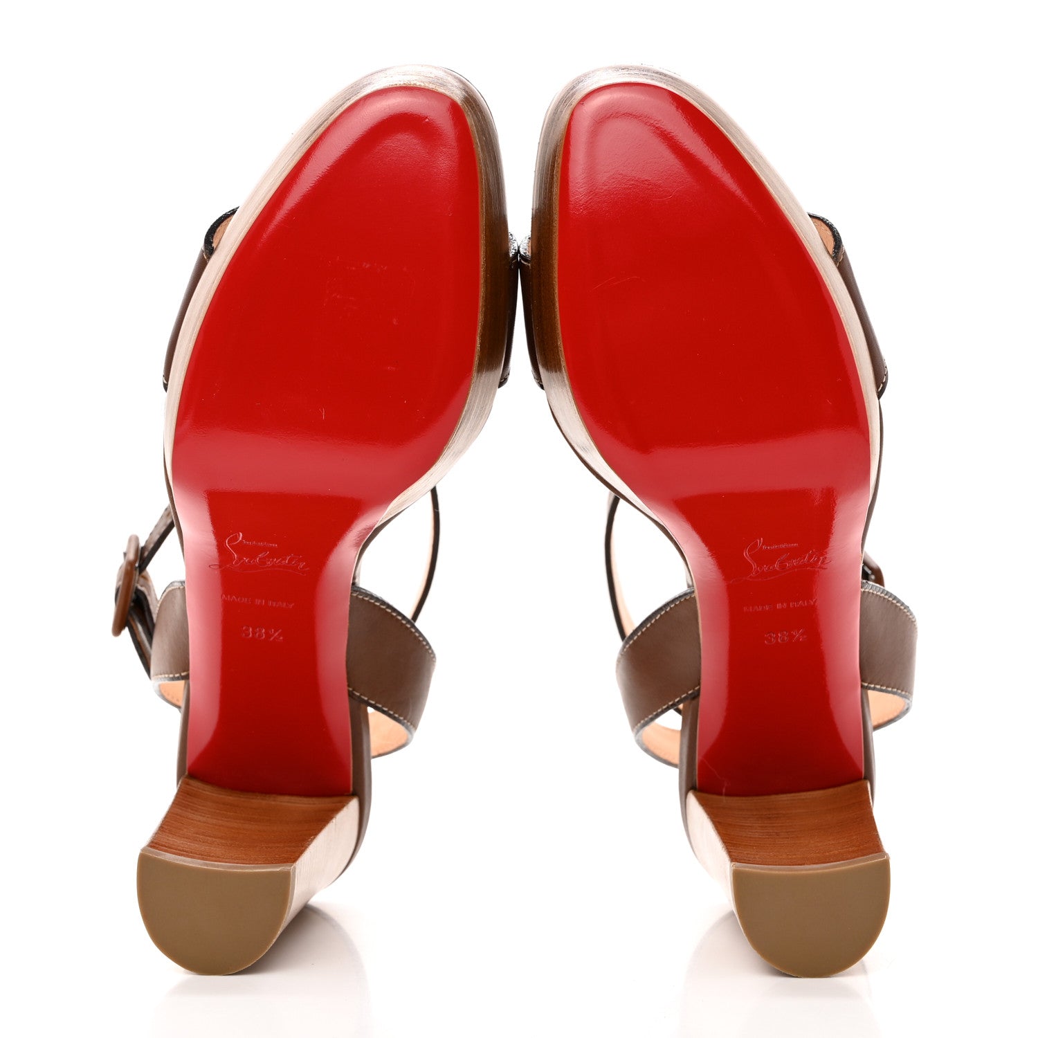 Christian Louboutin Nappa Loubi Bee Alta 130 Sandals 38.5 Cuoio 5 of 8