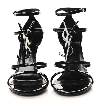 Saint Laurent Patent Cassandra 100 Ankle Strap Sandals 38.5 Black 3 of 9