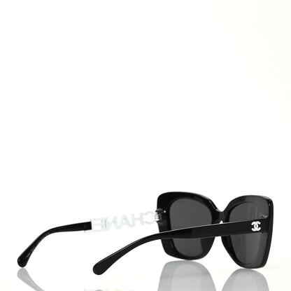 Chanel Acetate Strass Square Sunglasses 5422-B-A Black White 4 of 9