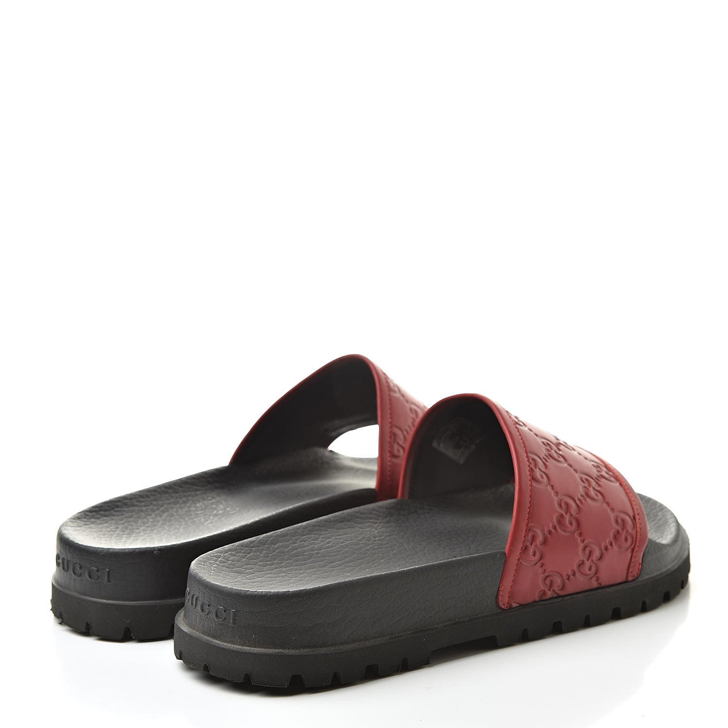 Gucci Guccissima Signature Mens Lug Sole Slide Sandals 7 Hibiscus Red 4 of 7