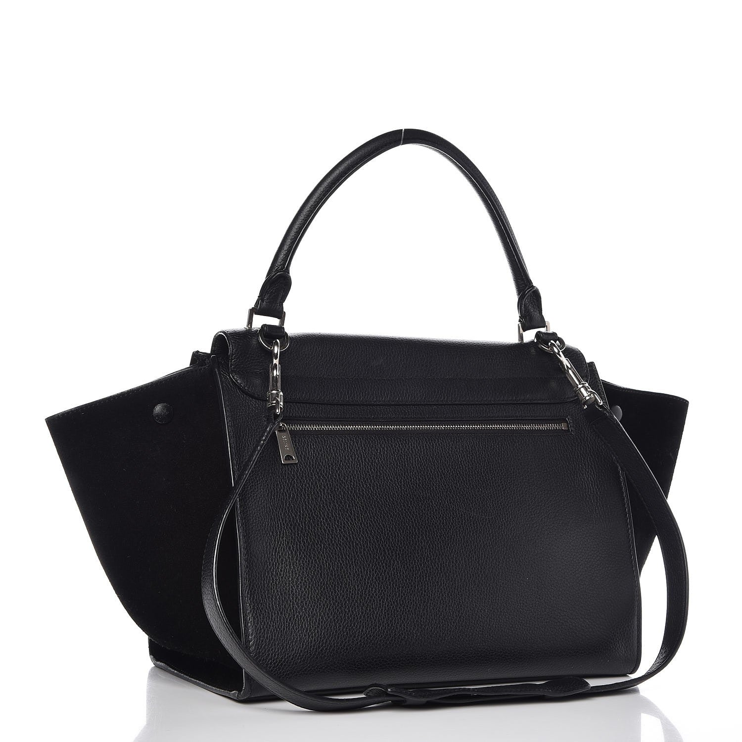 Celine Drummed Calfskin Suede Medium Trapeze Black 3 of 12