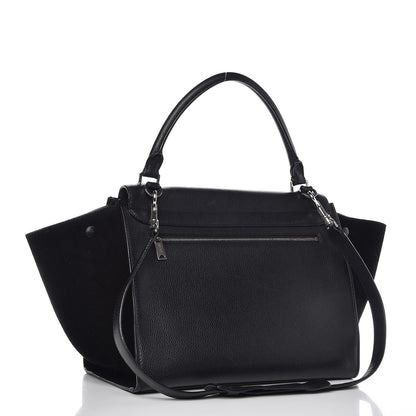 Celine Drummed Calfskin Suede Medium Trapeze Black 3 of 12