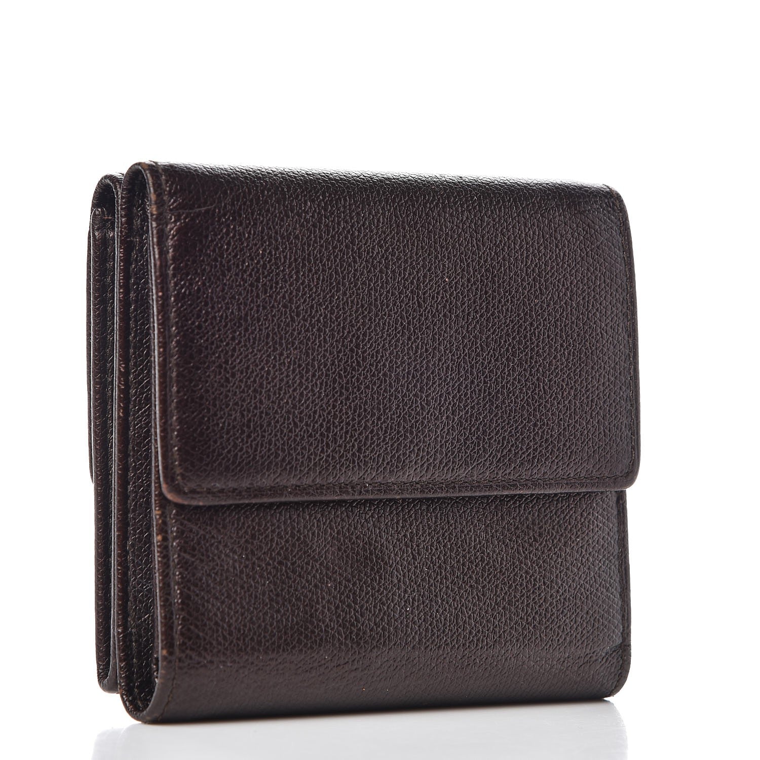 Chanel Grained Calfskin CC Button Compact Wallet Dark Brown 3 of 8