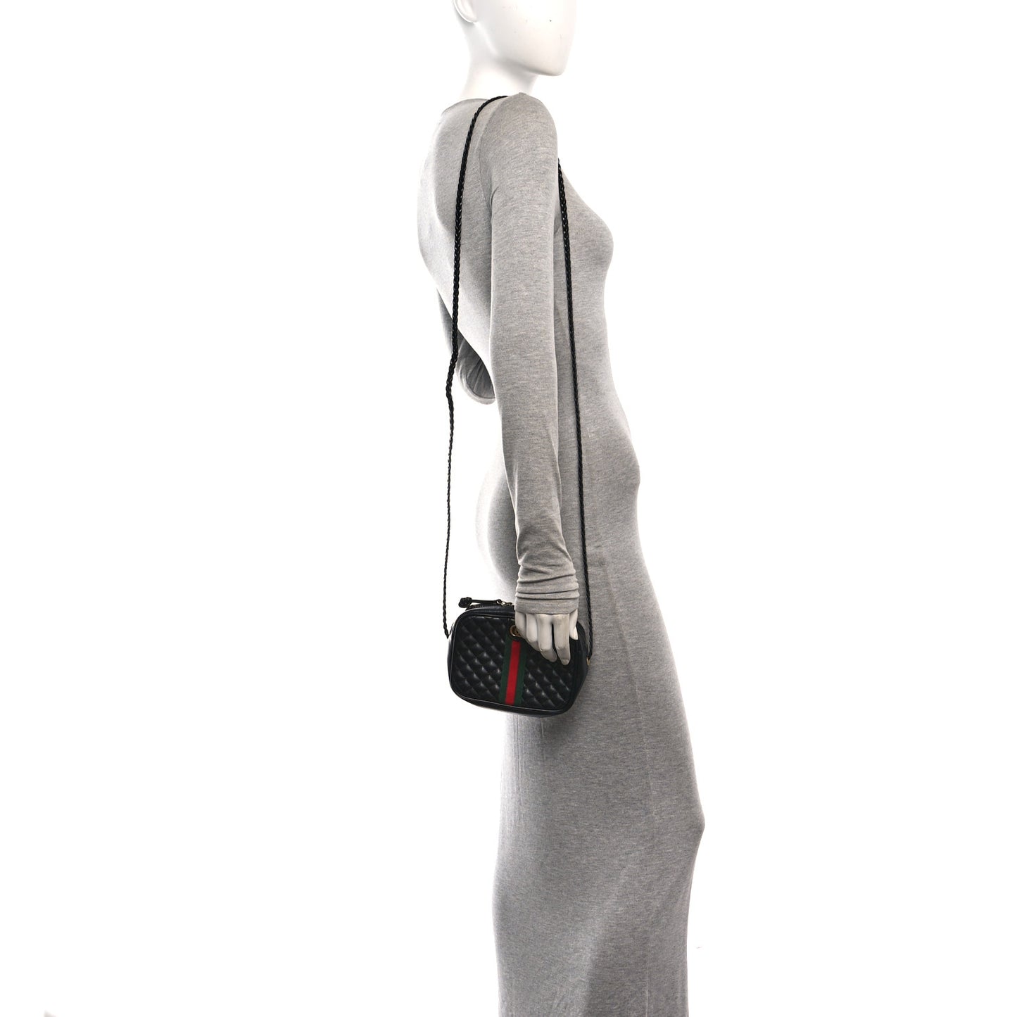 Calfskin Trapuntata Web Mini GG Shoulder Bag Black