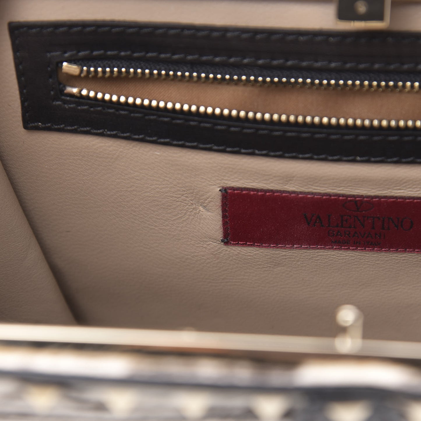 Pony Hair Zebra Rockstud Frame Bag Black Ivory