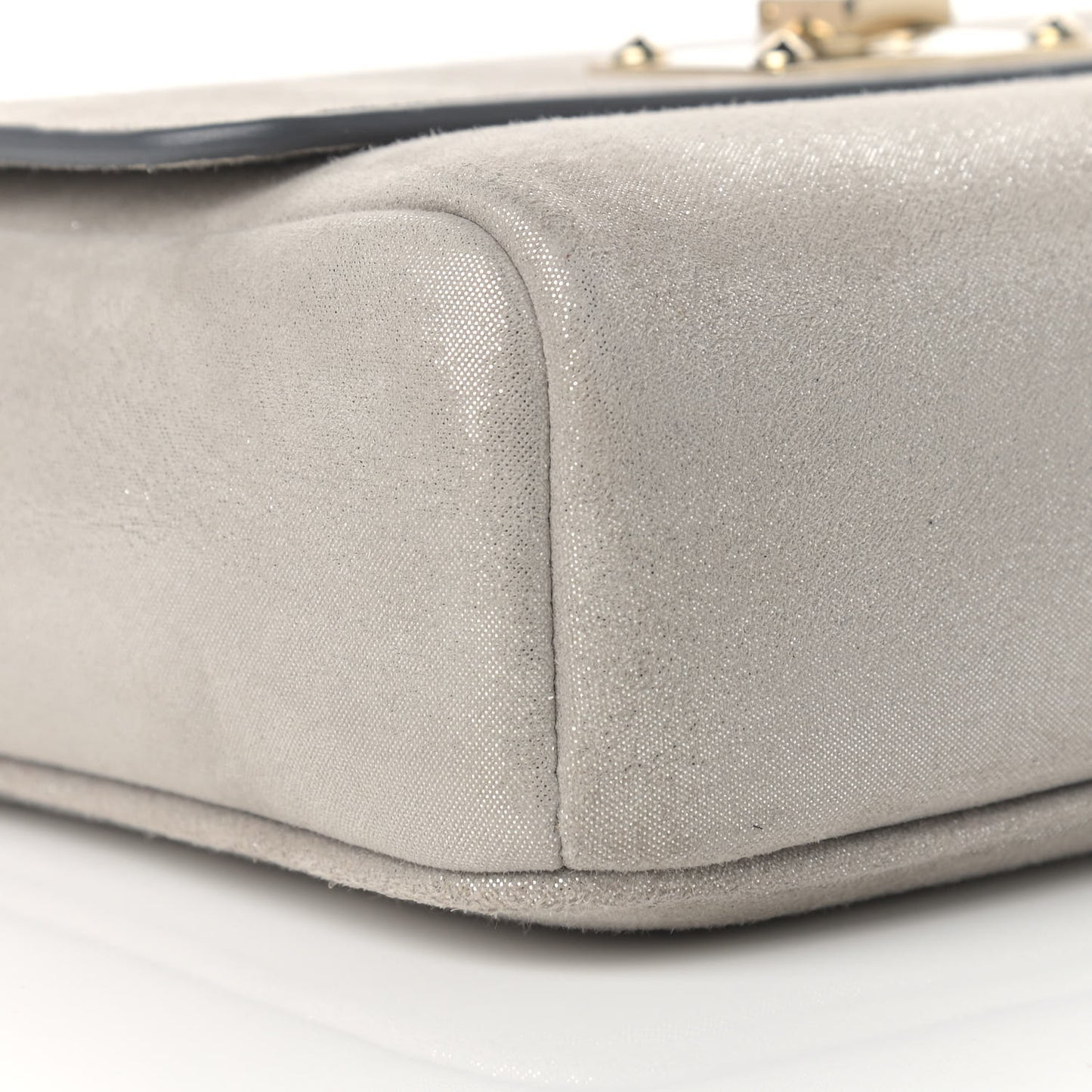 Suede Mini Ruby Chain Crossbody Silver