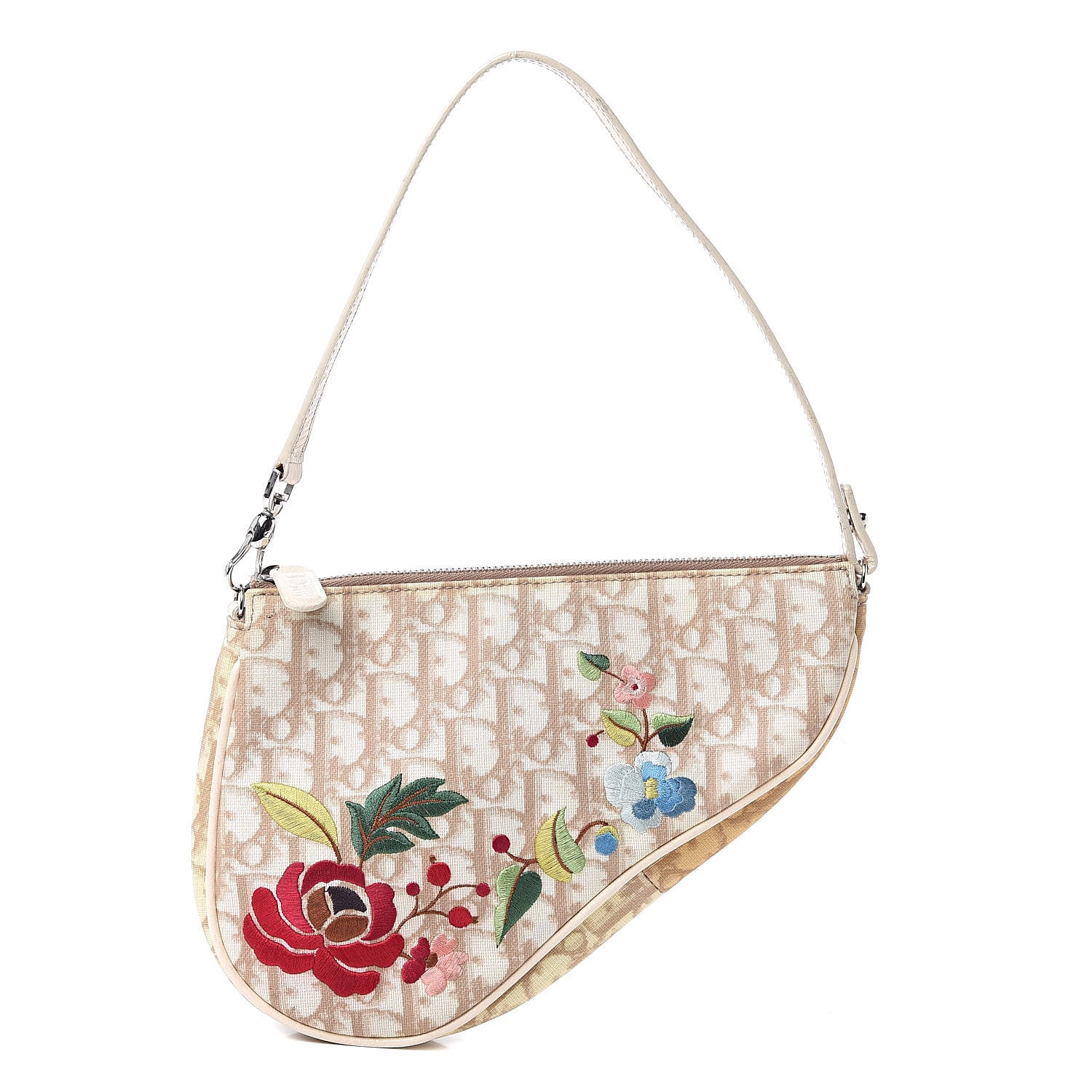 Christian Dior Monogram Vintage Flowers Mini Saddle Bag Beige 1 of 14