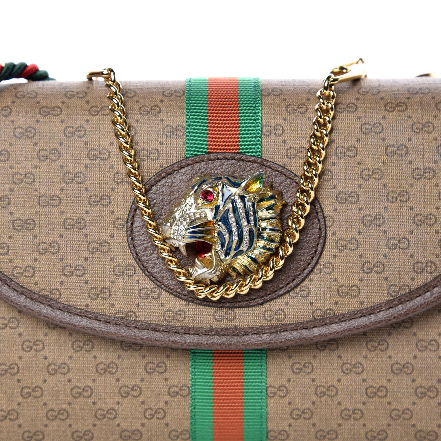 Mini Vintage GG Supreme Monogram Web Small Rajah Slim Flap Shoulder Bag Beige New Acero