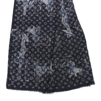 Louis Vuitton Cashmere Silk Chapman Brothers Stole Blue 2 of 4