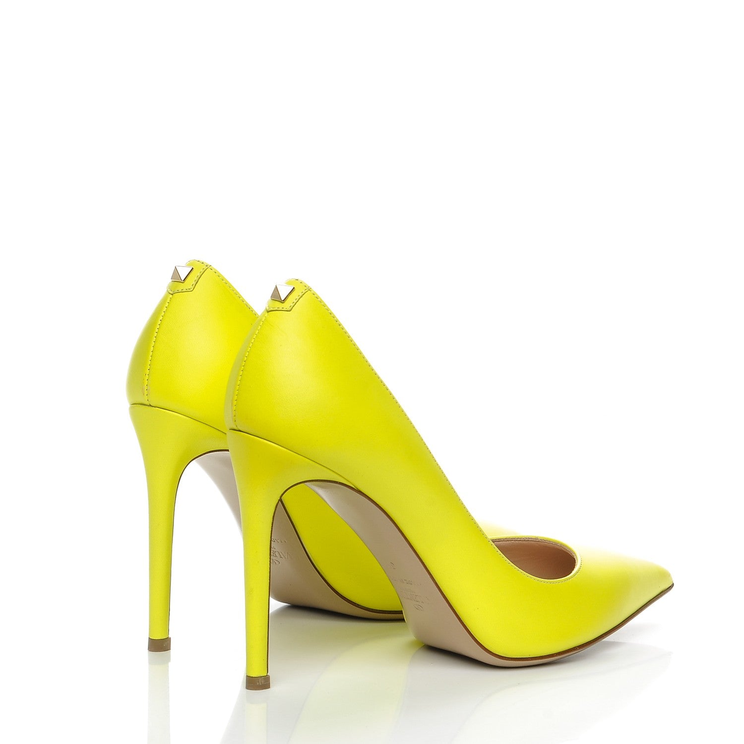 Valentino Garavani Matte Calfskin Rockstud New Plain 100mm Pumps 37 Yellow 4 of 13