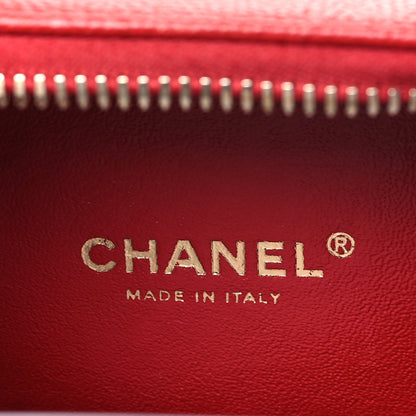 Chanel Caviar Quilted Small CC Filigree Vanity Case Red 6 of 10