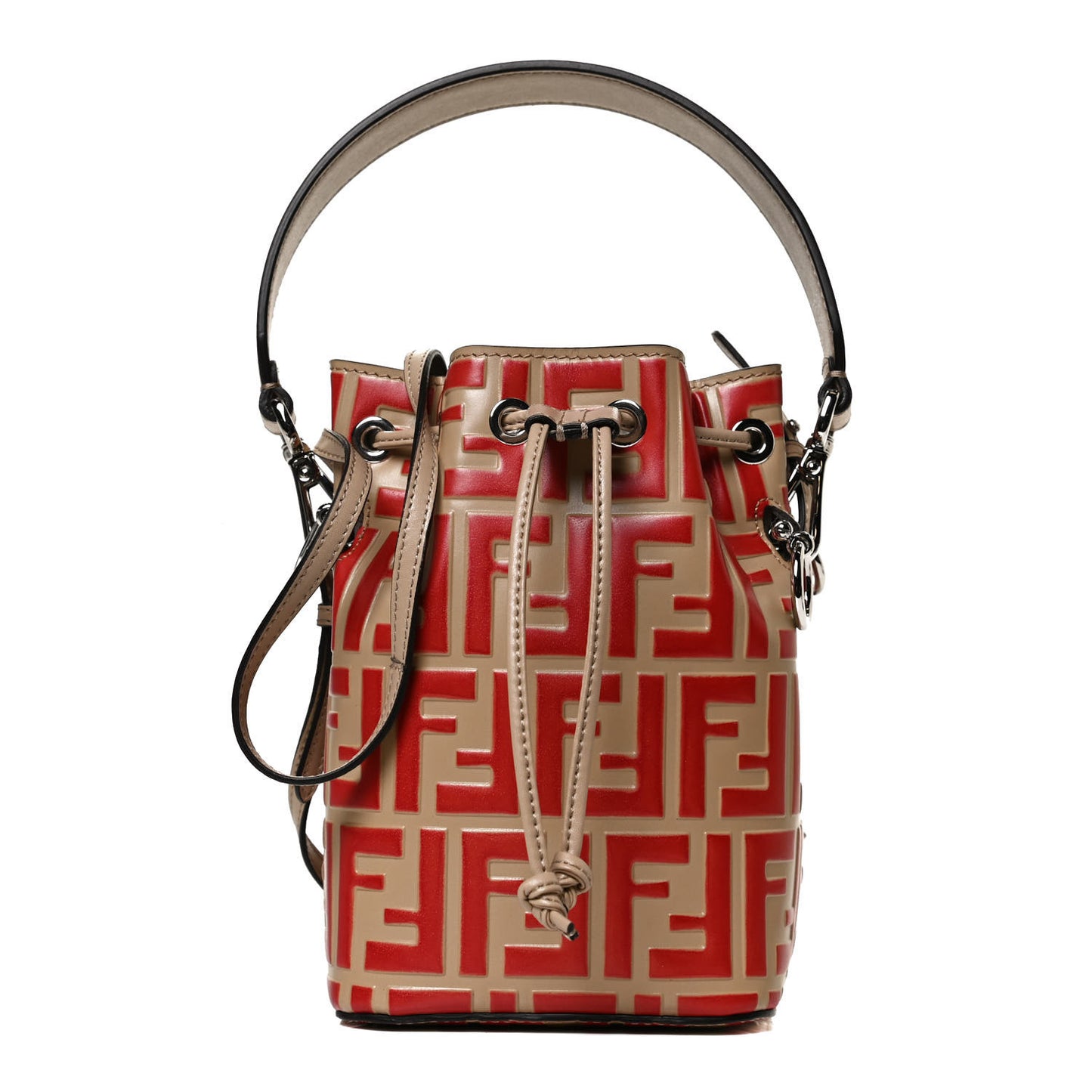 Vitello Liberty F is Fendi FF Embossed Mini Mon Tresor Bucket Bag Amido Fiamma