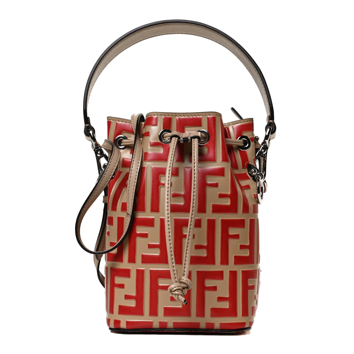 Fendi Vitello Liberty F is Fendi FF Embossed Mini Mon Tresor Bucket Bag Amido Fiamma 1 of 10