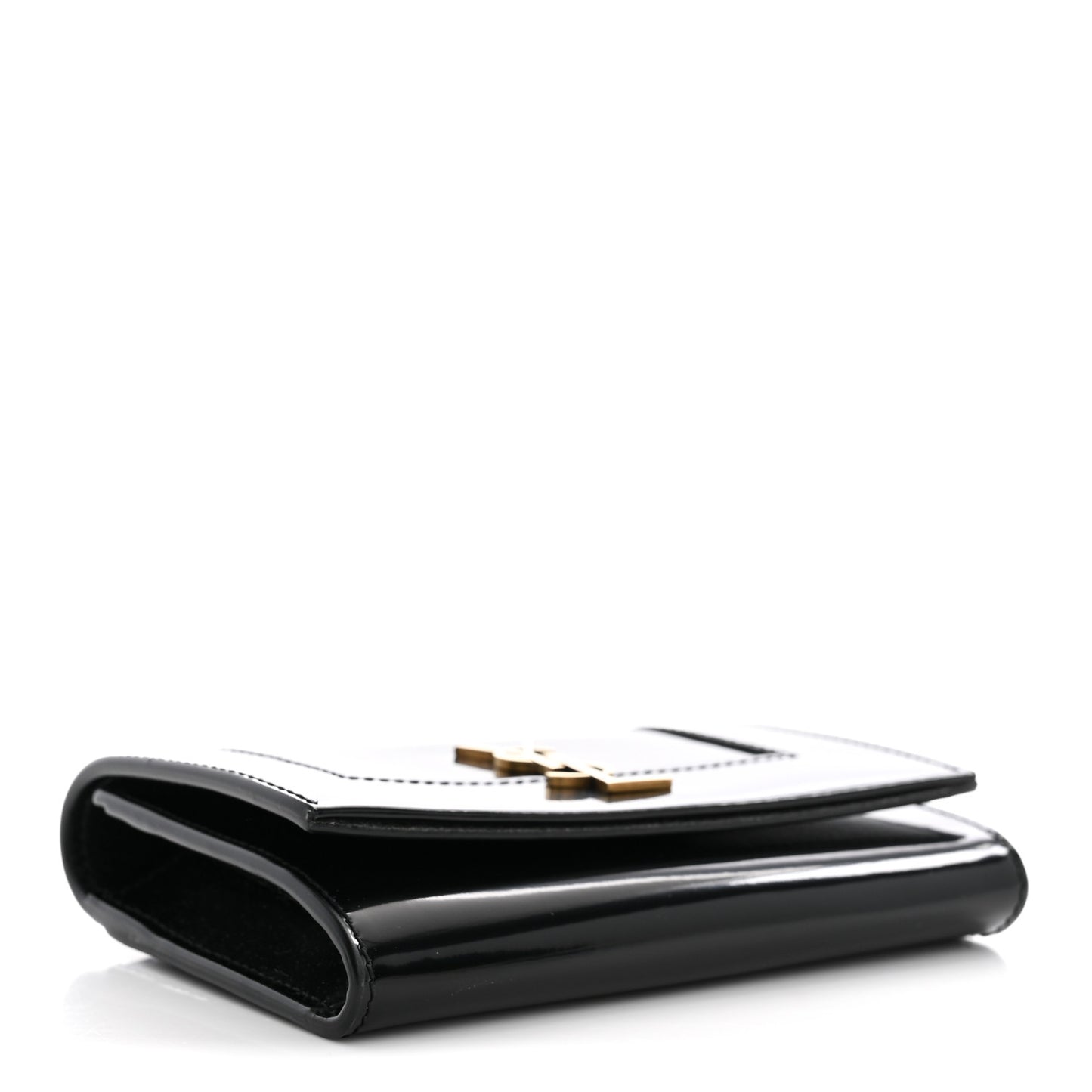 Lambskin Patent Small Monogram Cassandre Envelope Wallet Black