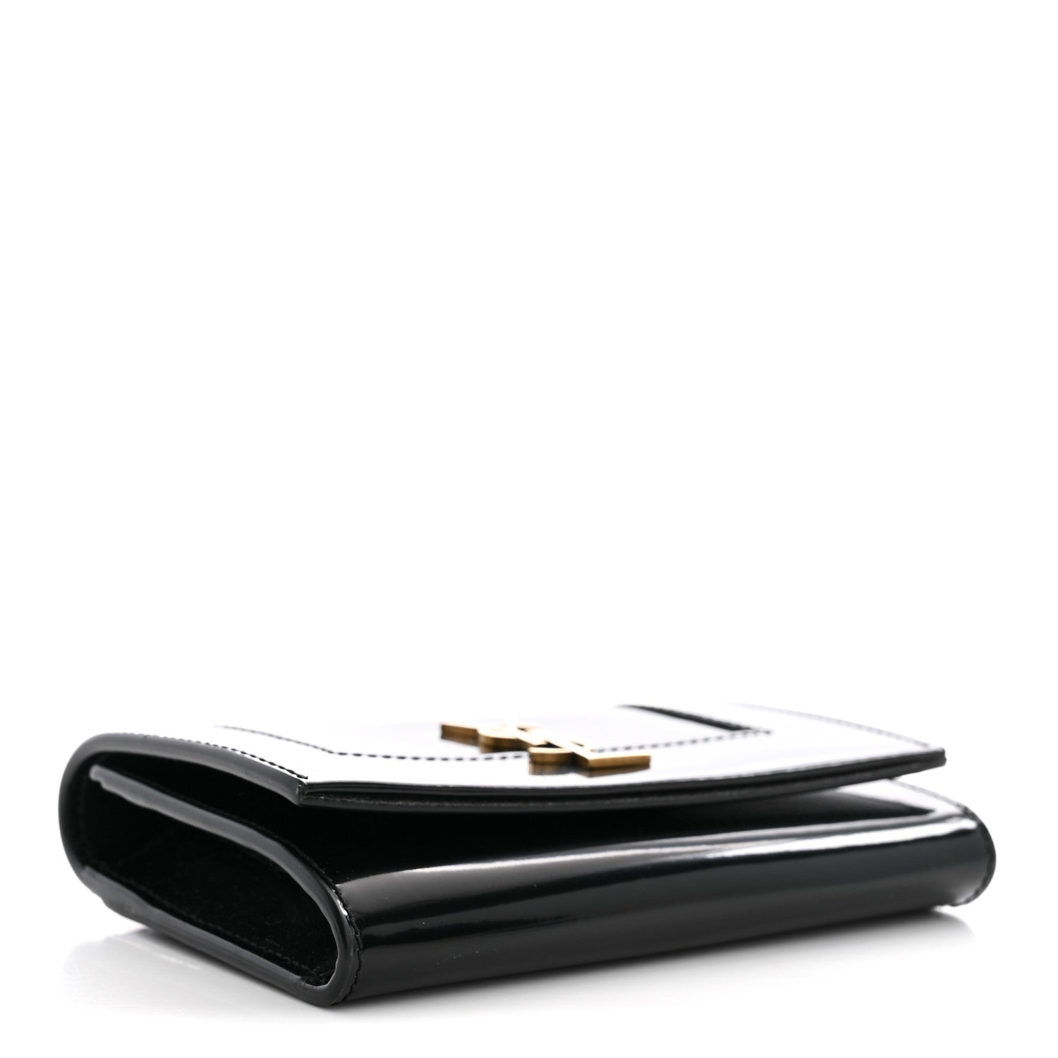 Saint Laurent Lambskin Patent Small Monogram Cassandre Envelope Wallet Black 4 of 9
