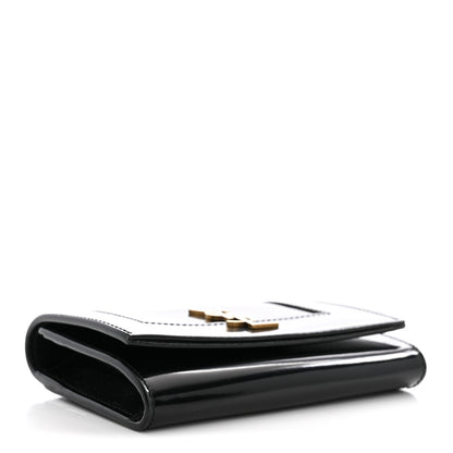 Saint Laurent Lambskin Patent Small Monogram Cassandre Envelope Wallet Black 4 of 9