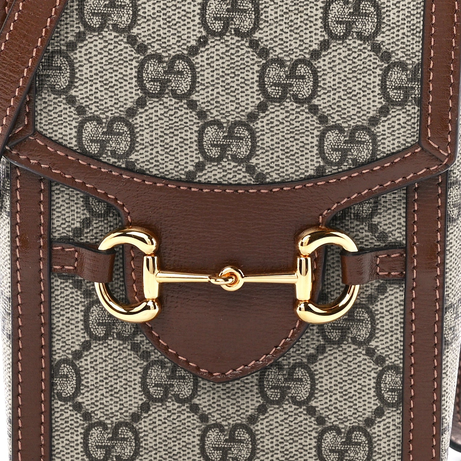 Gucci GG Supreme Monogram Mini Horsebit 1955 Crossbody Bag Beige Brown Sugar 8 of 11