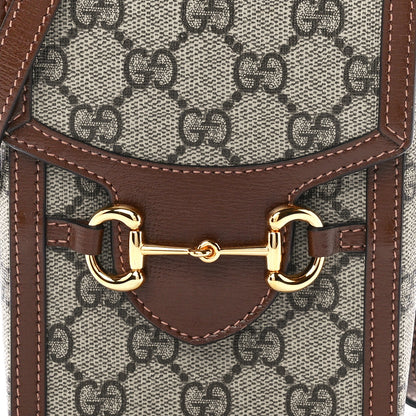 Gucci GG Supreme Monogram Mini Horsebit 1955 Crossbody Bag Beige Brown Sugar 8 of 11