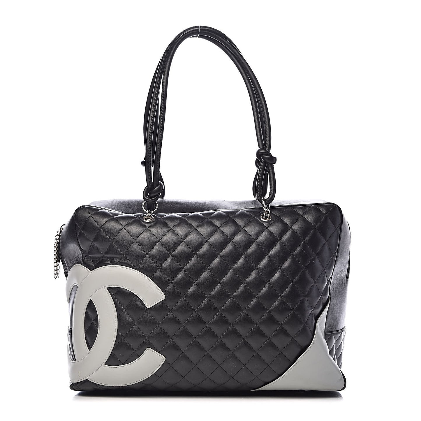 Calfskin Quilted Large Cambon Bag Black