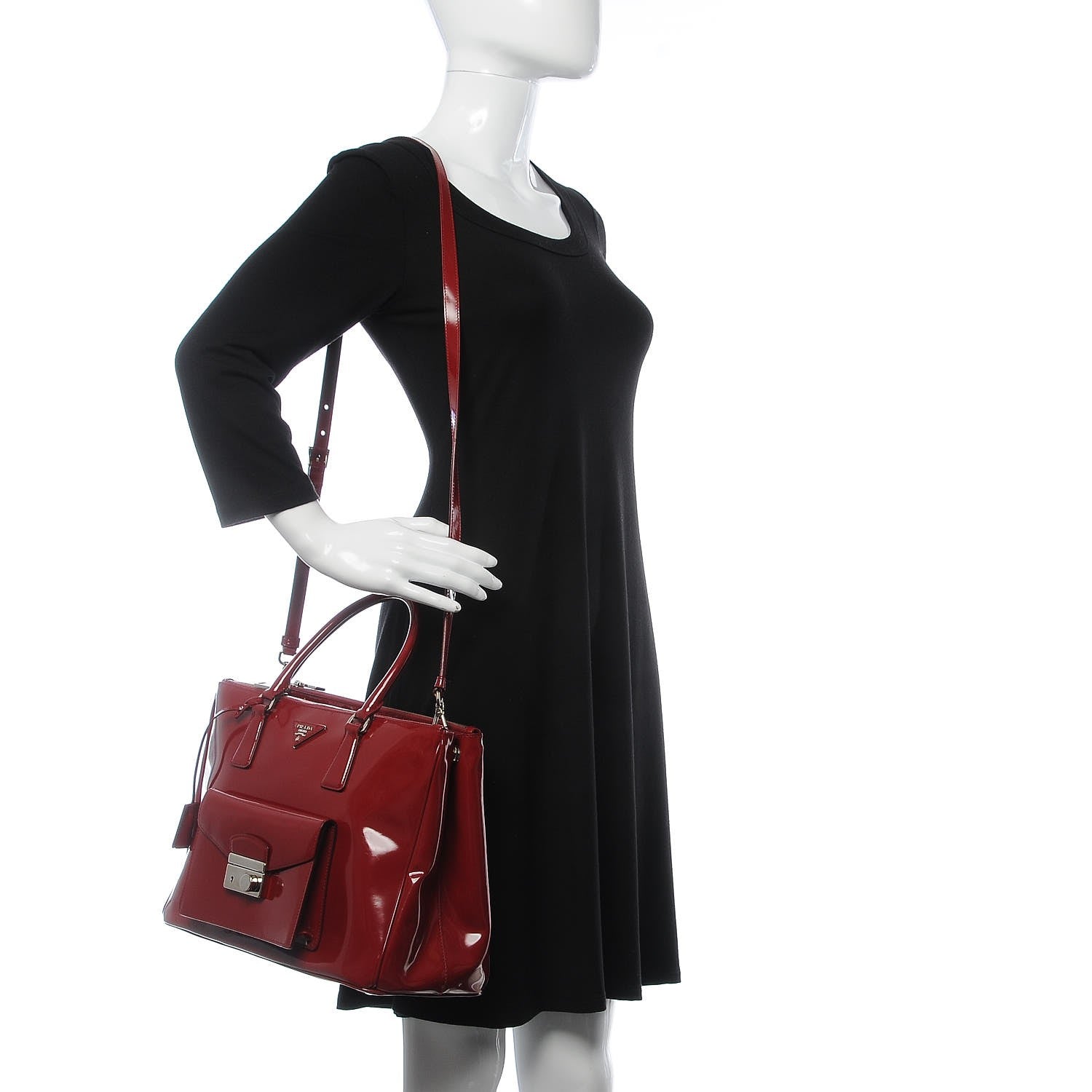 Prada Spazzolato Front Pocket Tote Rubino 2 of 9