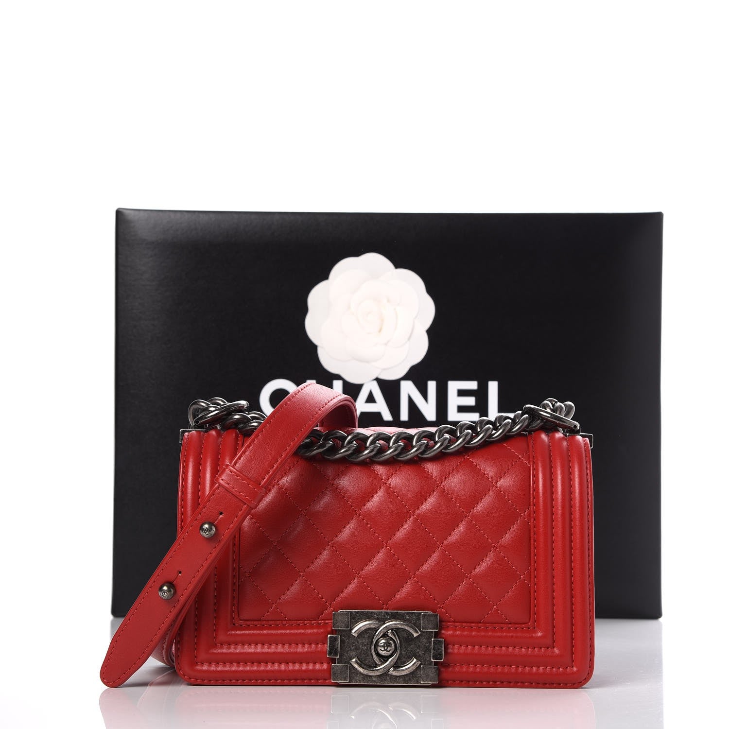 Chanel Calfskin Quilted Small Boy Flap Red 8 of 8