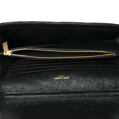 Saint Laurent Lambskin Diamond Quilted Becky Chain Wallet Black 4 of 8