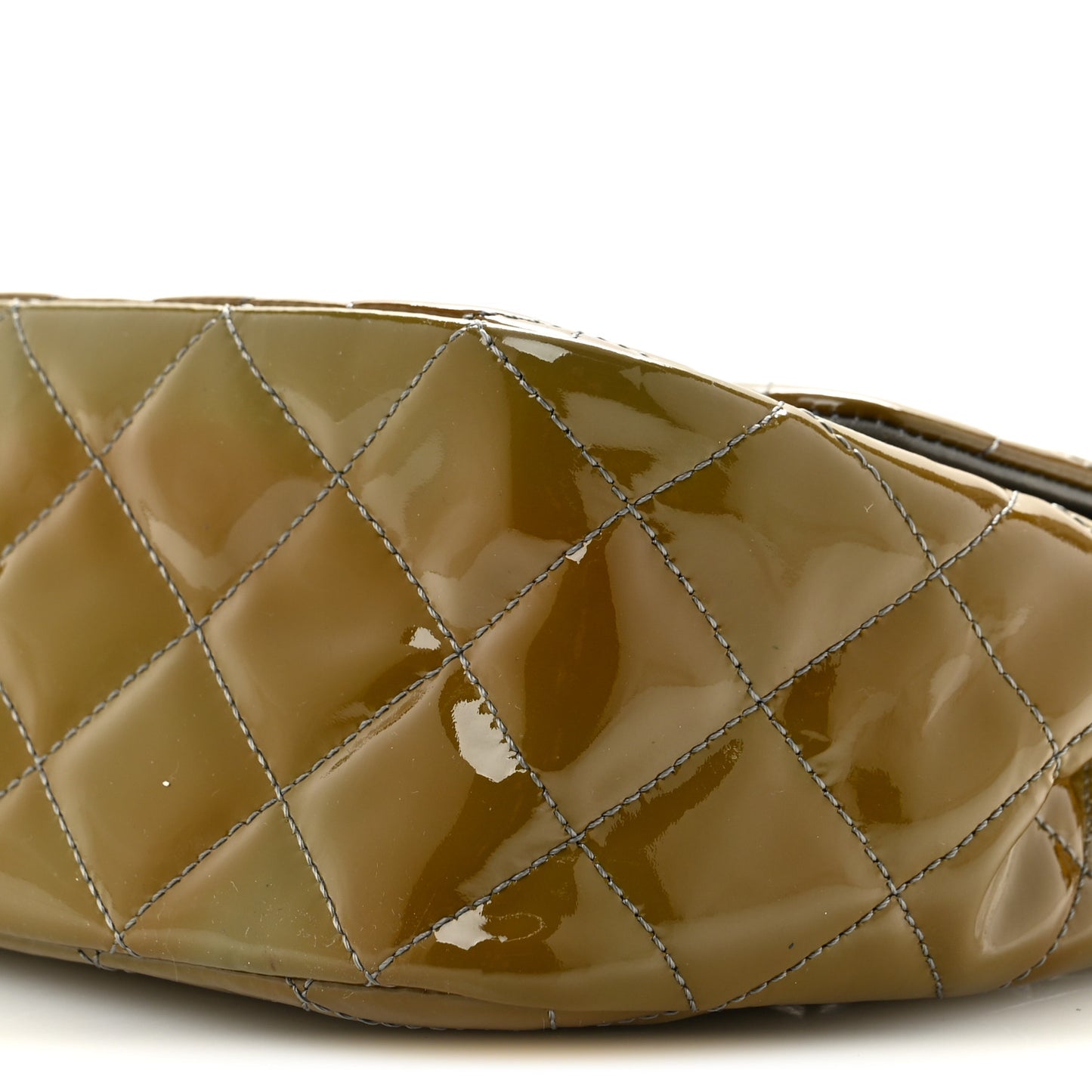 Patent Quilted Jumbo Single Flap Grey