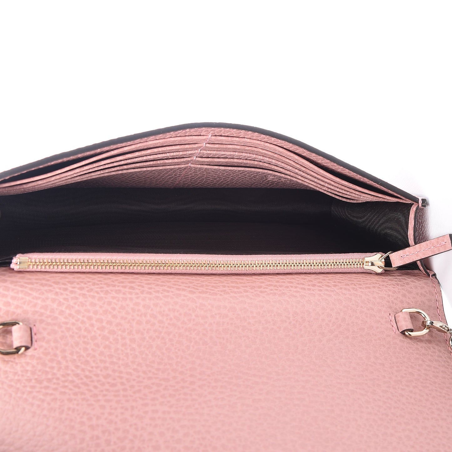 Dollar Calfskin Medium Betty Chain Wallet Soft Pink
