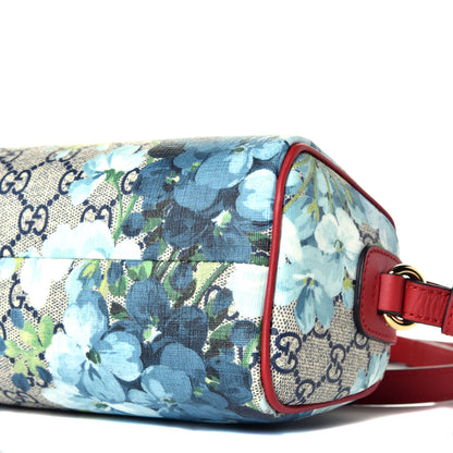 Gucci GG Supreme Monogram Blooms Mini Boston Navy Blue Hibiscus 9 of 9