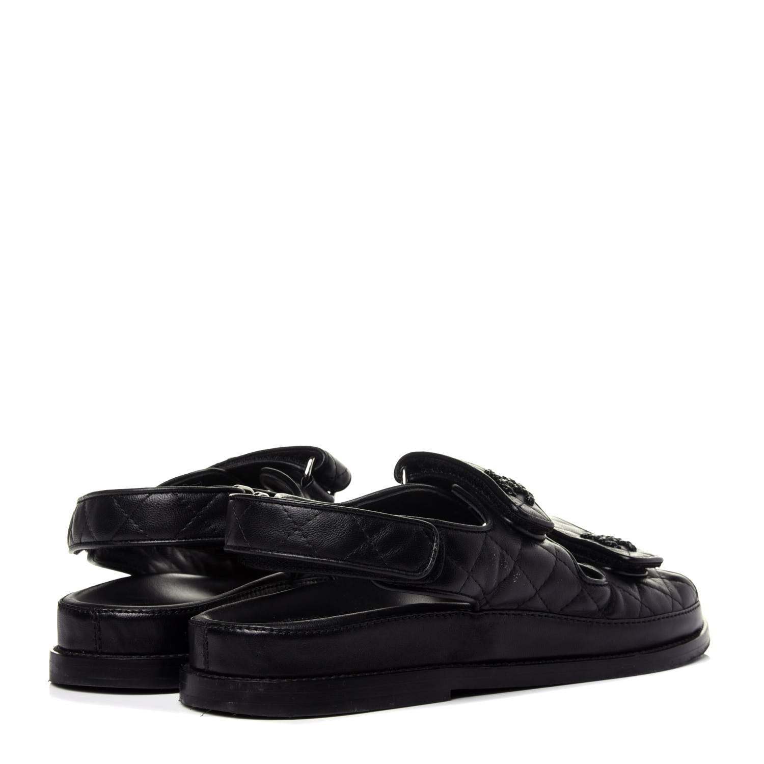Chanel Lambskin Velcro Dad Sandals 38 Black 4 of 12
