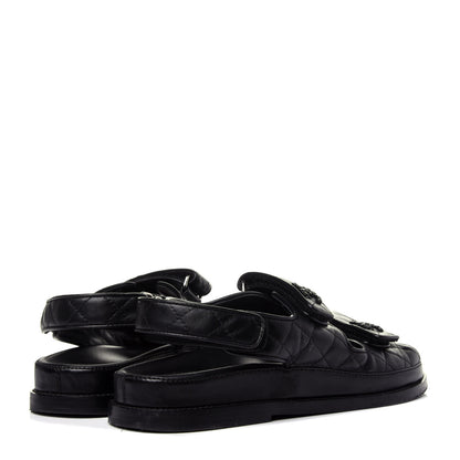 Chanel Lambskin Velcro Dad Sandals 38 Black 4 of 12
