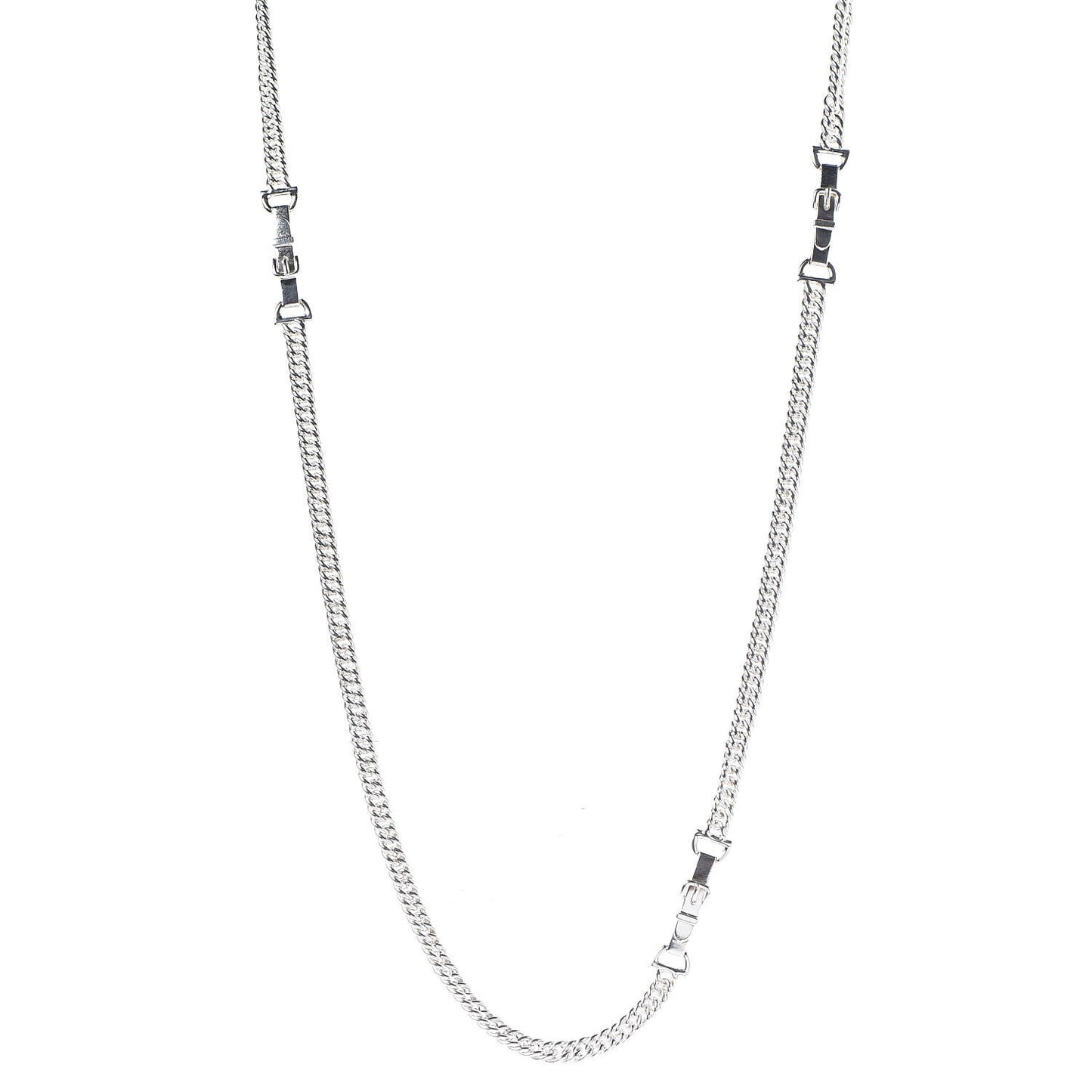 Sterling Silver Belt Buckle Chain Necklace