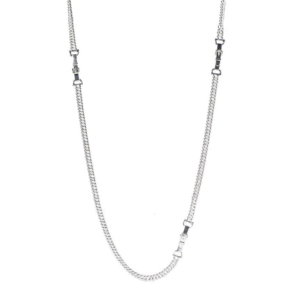 Hermes Sterling Silver Belt Buckle Chain Necklace 1 of 4