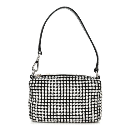 Alexander Wang Mesh Crystal Rhinestone Mini Heiress Pouch Black Silver 1 of 10