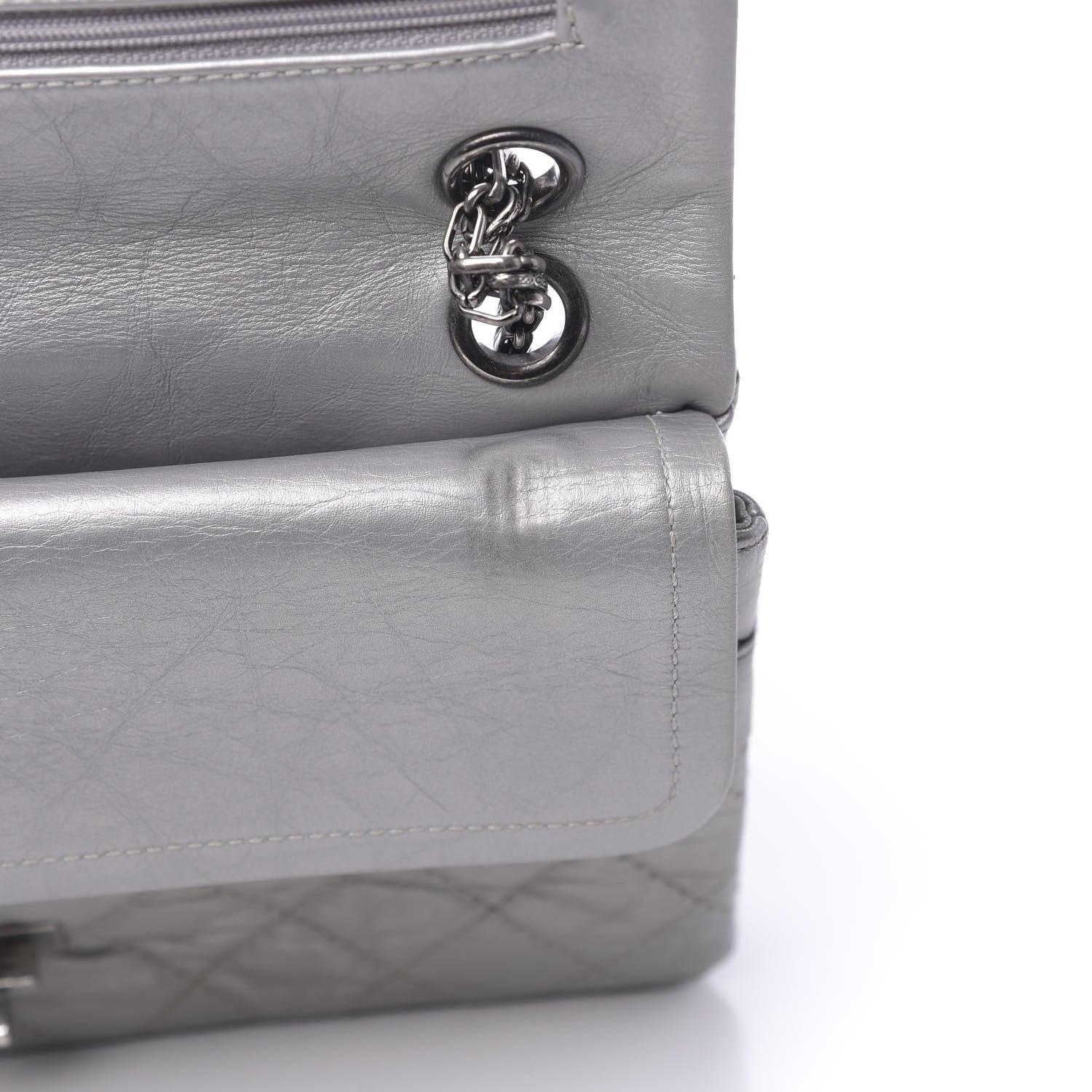 Chanel Metallic Aged Calfskin Quilted 2.55 Reissue 226 Flap Silver 10 of 13