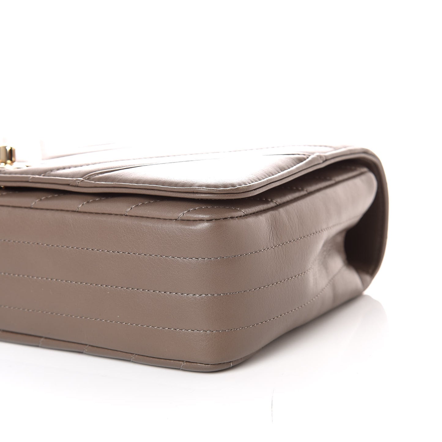 Calfskin Chevron Quilted Medium Statement Flap Khaki