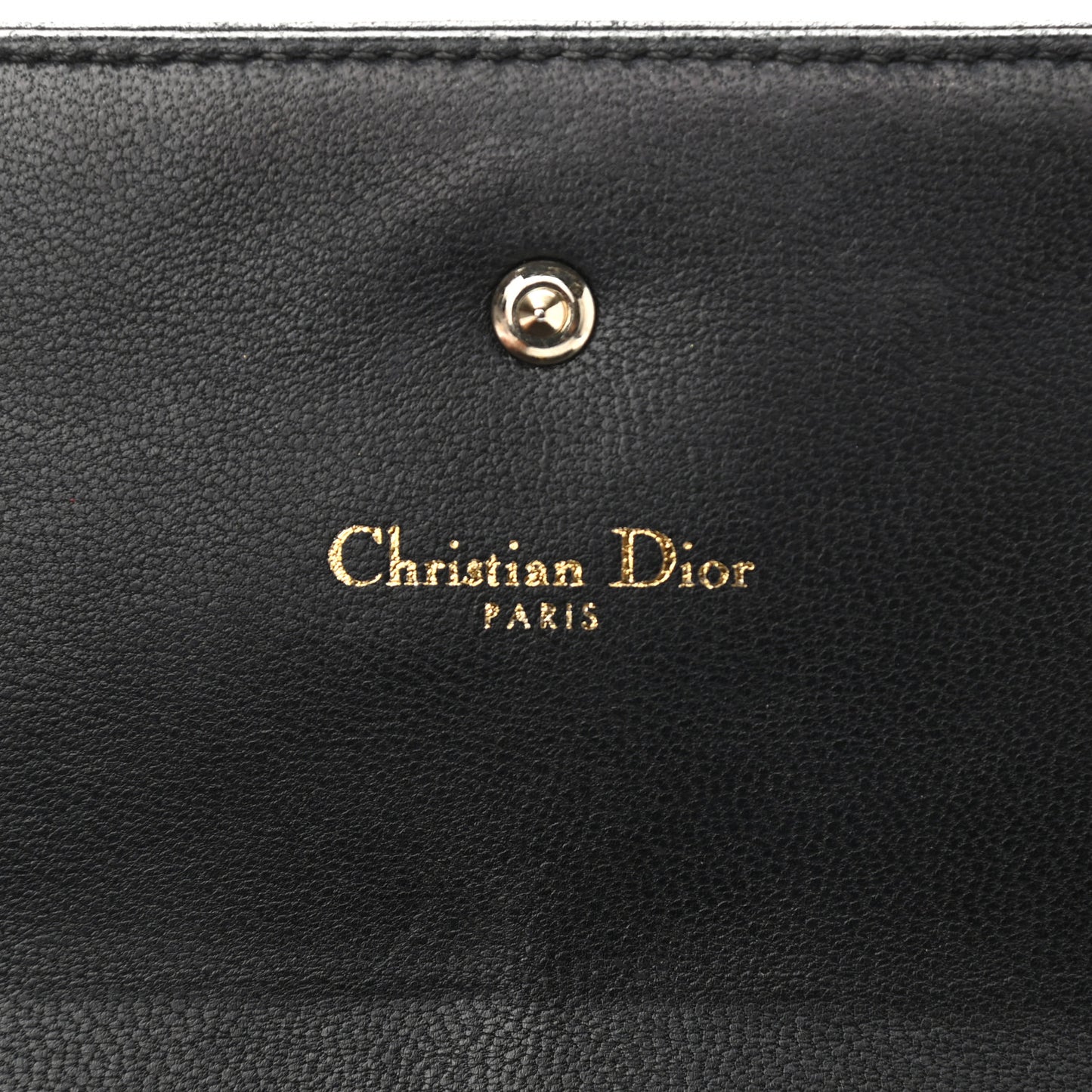 Grained Calfskin Diorama Wallet on Chain Pouch Black