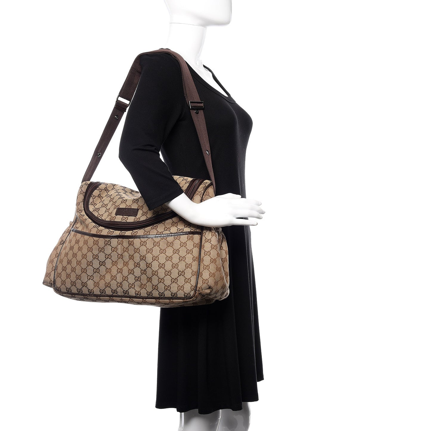 Monogram Natural Pigskin Large Diaper Bag Beige Ebony Cocoa Dark Chocolate