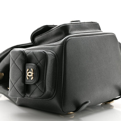 Chanel Shiny Caviar Quilted Small Pockets Drawstring Backpack Black 9 of 10