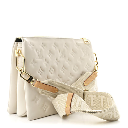 Louis Vuitton Lambskin Embossed Monogram Coussin PM Cream 3 of 12