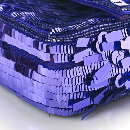Fendi Sequin Paillettes Vitello Grace Sex and the City Baguette Viola Purple Rain 8 of 8