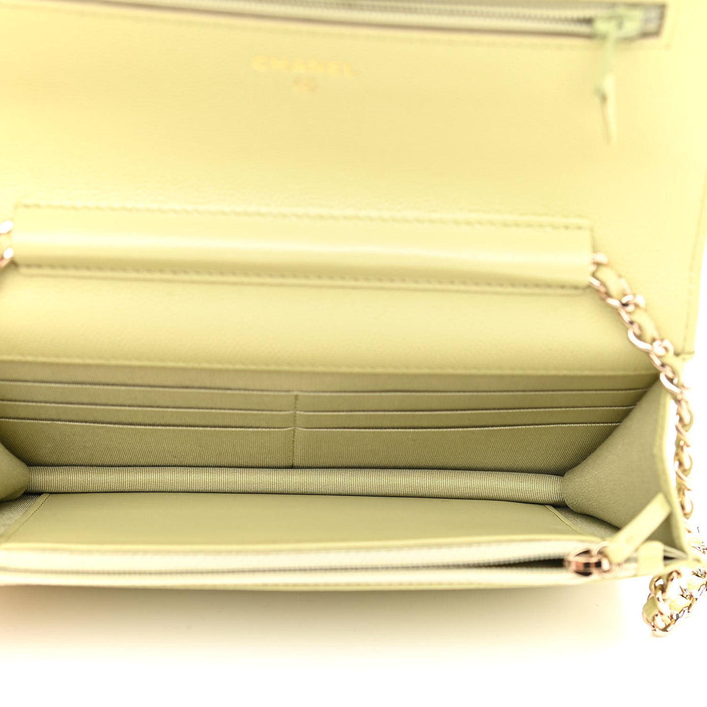 Caviar Quilted French New Wave Chain CC Wallet On Chain WOC Light Green