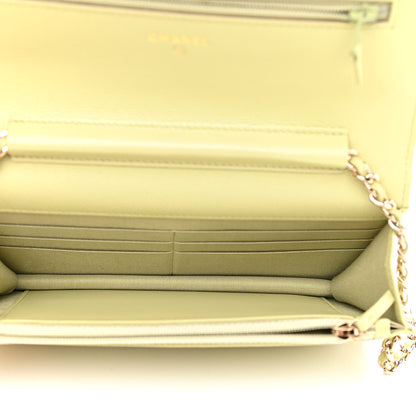 Chanel Caviar Quilted French New Wave Chain CC Wallet On Chain WOC Light Green 5 of 12
