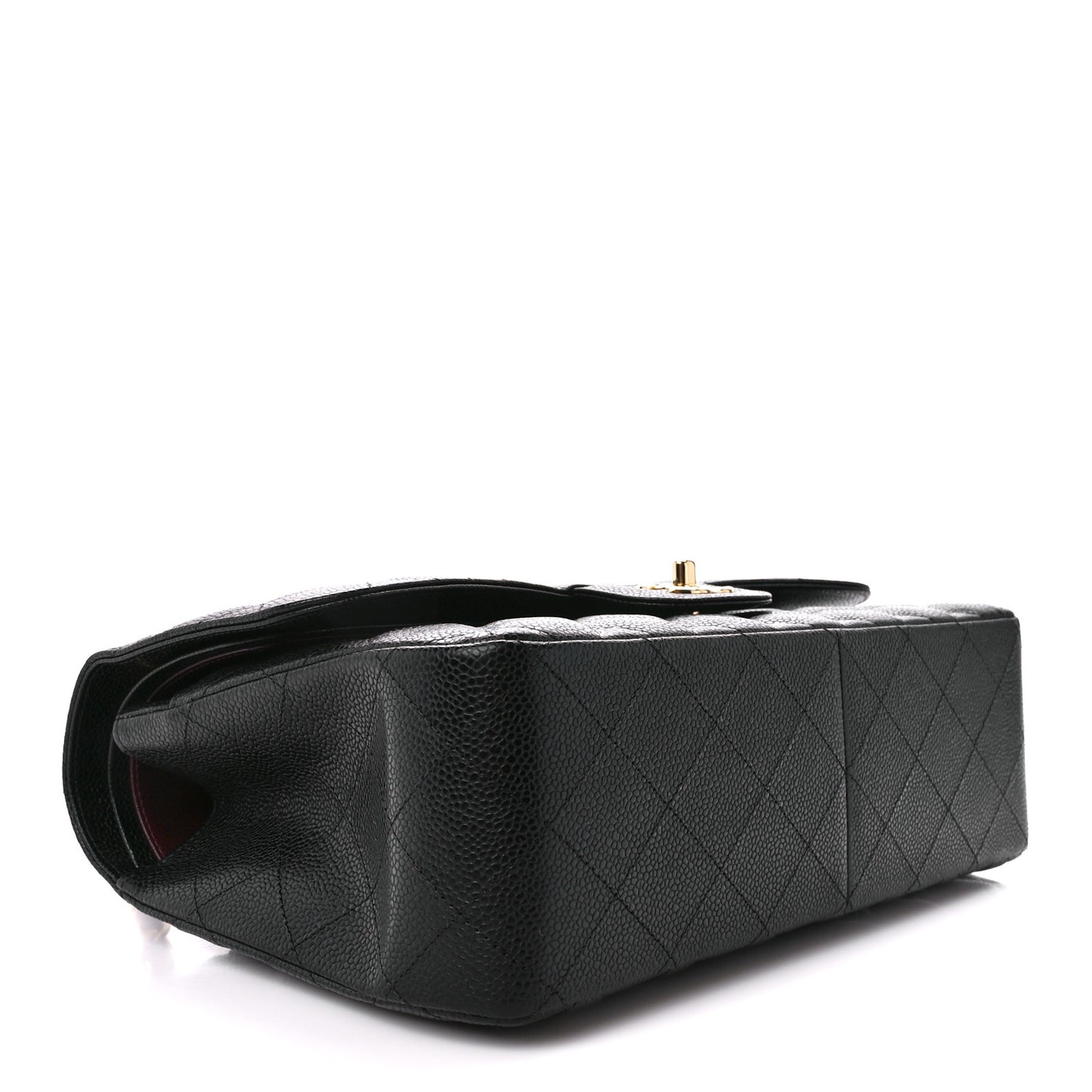 Caviar Quilted Jumbo Double Flap Black